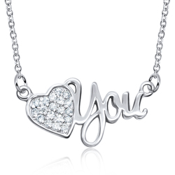 Romance CZ Heart Silver Necklace SPE-3532